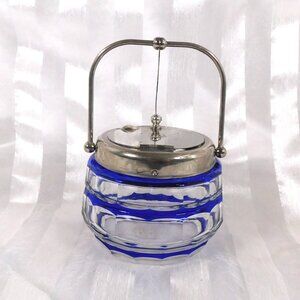 Blue Cut to Clear Honey Pot with Metal Lid # 26459